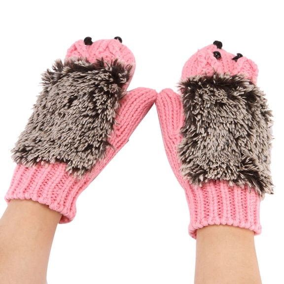 Women's Gloves Mittens Winter Fashion Warm Knitted Gloves Thickened And Velvet Head Hedgehog Gloves, Women's Accessories Gloves Mittens