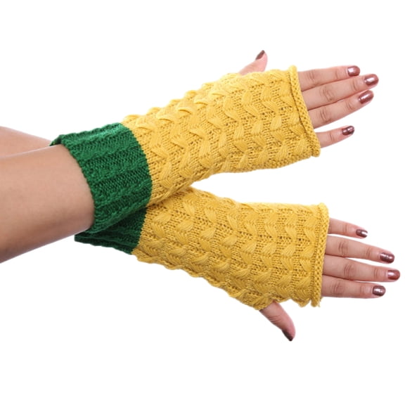 Women's Gloves Mittens Women Autumn And Winter Contrast Color Pineapple Pattern Knit Warm Half Gloves, Women's Accessories Gloves Mittens