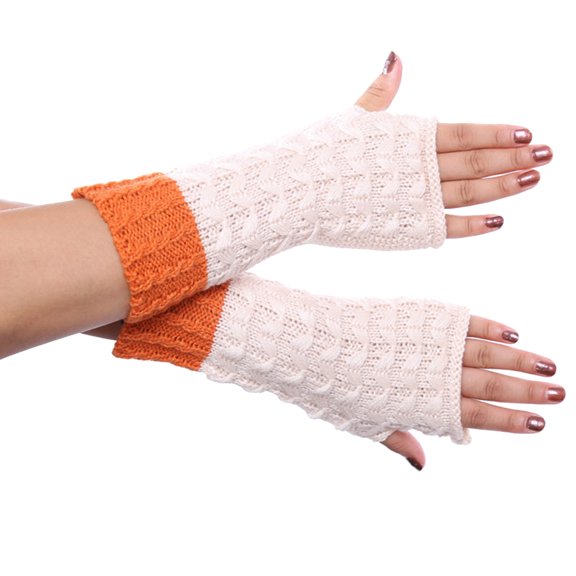 Women's Gloves Mittens Women Autumn And Winter Contrast Color Pineapple Pattern Knit Warm Half Gloves, Women's Accessories Gloves Mittens