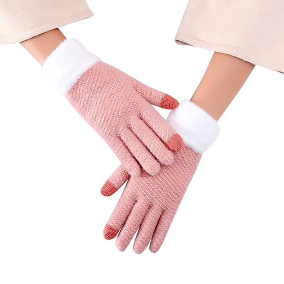 Women's Gloves Mittens Women Fall And Winter Casual Simple Solid Color Knitted Wool Edge Warm Gloves, Women's Accessories Gloves Mittens