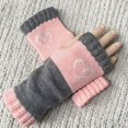 thumbnail image 1 of Women's Gloves Mittens Women'S Fingerless Gloves 10 Color Options Warm Half Finger Mittens With Heart Pattern For Everyday Style,Pink Women's, 1 of 3