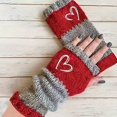 thumbnail image 1 of Women's Gloves Mittens Women'S Fingerless Gloves 10 Color Options Warm Half Finger Mittens With Heart Pattern For Everyday Style,Red Women's A, 1 of 3