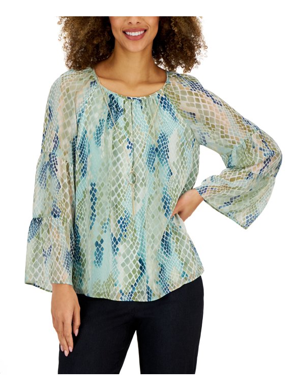 Women's Glowing Reptile-Print Top Jade Isle Combo M