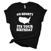 Women's Go Shorty It's Your Birthday Patriotic Fourth of July Independence Day Short Sleeve T-shirt Graphic Tee Graphic Tee-Black-large