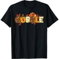 thumbnail image 1 of Women's Gobble Thanksgiving Graphic Cotton T Shirt Comfortable Short Sleeve Round Neck Top Black S-5XL, 1 of 5