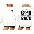 thumbnail image 1 of Women's "God Has My Back" Graphic Sweatshirt Breathable Comfortable Round-neck long-sleeved White S-3XL, 1 of 5