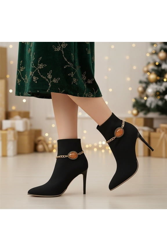 Women's Gold Boot Chain Anklet Bracelet - Brown Water Drop Bead Charm - 2PCS Set Western Cowgirl Jewelry Adjustable Fashion Straps for Ankle or High Heel Boots BC995