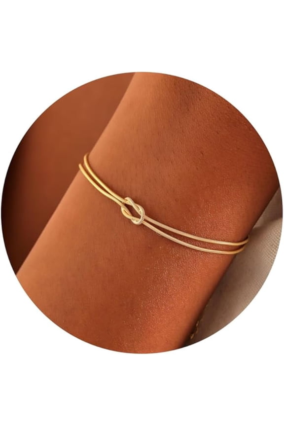 Women's Gold Bracelets Matching Bracelets for Couples 14K Gold Plated Love Knot Bracelet, Delicious Forever Infinity Bracelets, Friendship Jewelry Gifts
