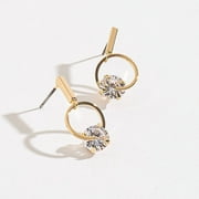Women's Gold Circle Post Drop Dazzler Earrings by Howard's