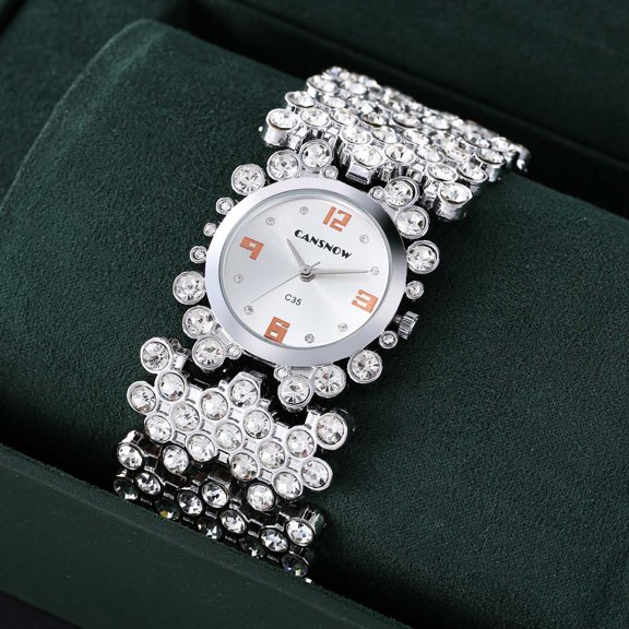 Women's Gold Crystal Bracelet Watch Analog Quartz Dress Watch