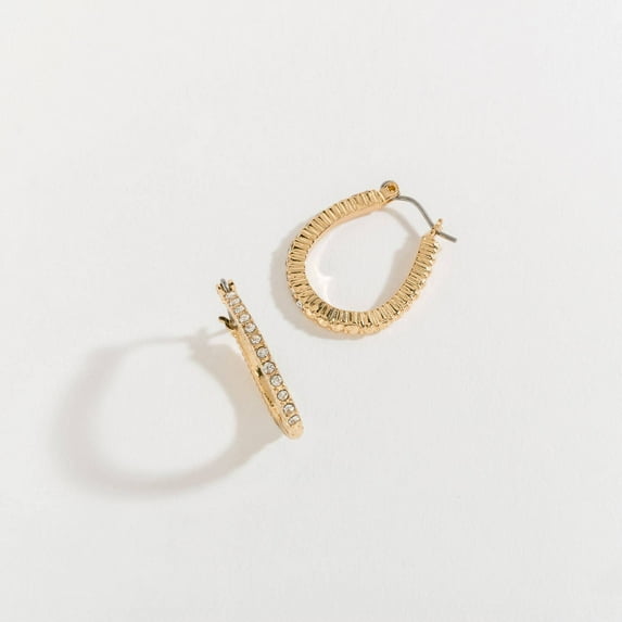 Women's Gold Crystal Stone Hoop Ear Sense Earrings by Howard's