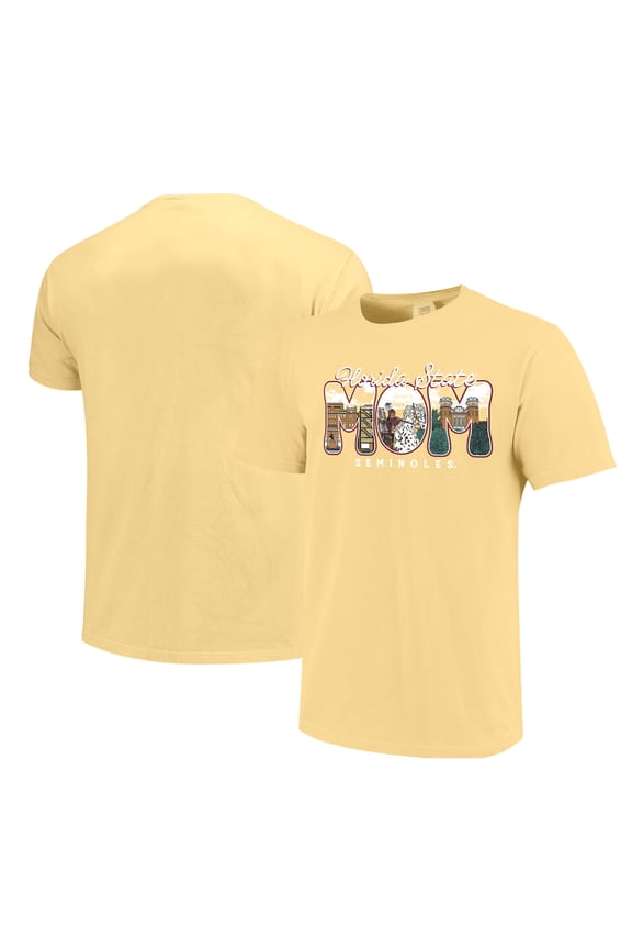 Women's Gold Florida State Seminoles Comfort Colors Campus Drawing Mom T-Shirt