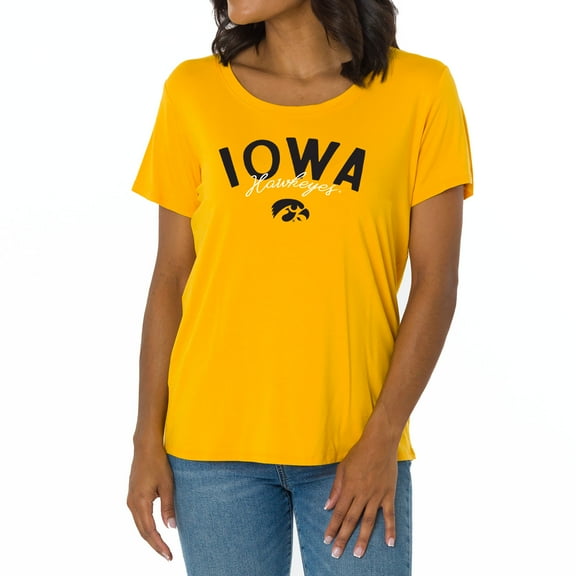 Women's Gold Iowa Hawkeyes Scarlet Scoop Neck T-Shirt