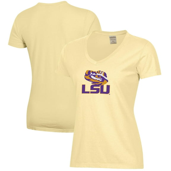 Women's  Gold LSU Tigers Logo Comfort Wash V-Neck T-Shirt