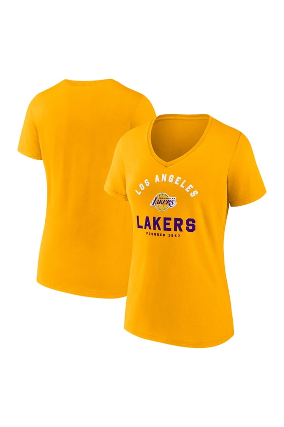 Women's Logo Athletic Gold Los Angeles Lakers Unrivaled V-Neck T-Shirt