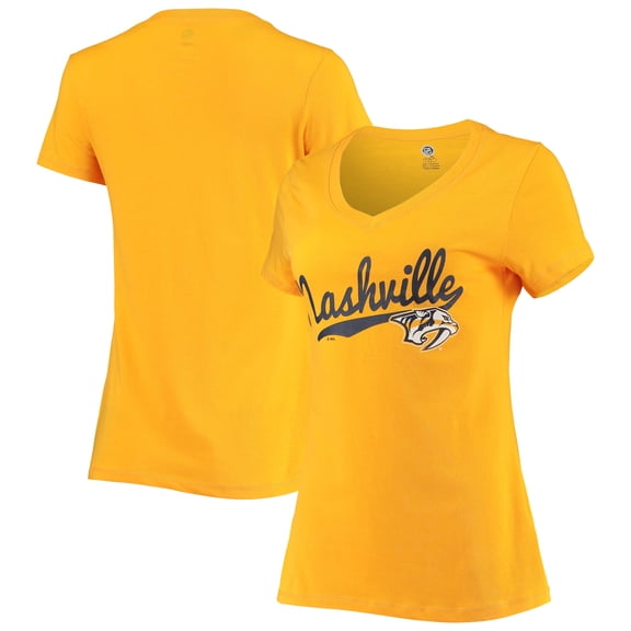 Women's Gold Nashville Predators Team V-Neck T-Shirt