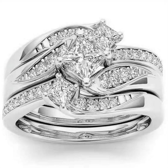 Women's Gold-Plated Artificial Diamond Micro-Inlaid Zircon Three Sets of Ring