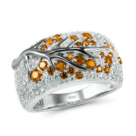Women's Gold-Plated Color Separation Branch Creative Diamond Ring