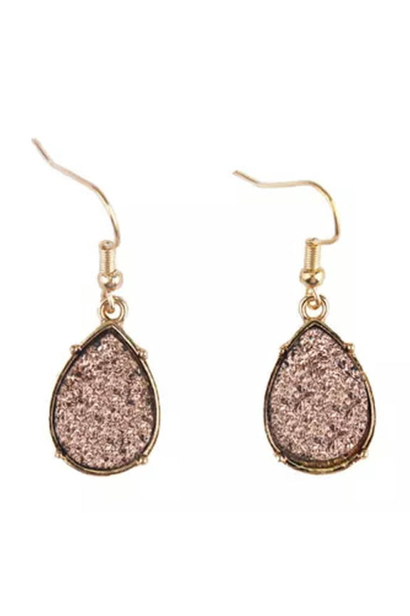 Women's Gold Plated Resin Druzy Teardrop Earrings Faux Drusy Drop Hook Earrings