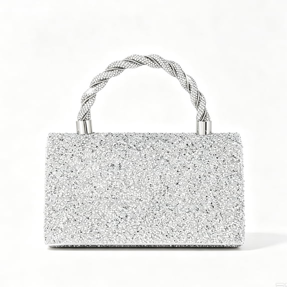 Women's Gold Rhinestone Evening Clutch Bag, Crystal Top Handle Purse, Sparkly Formal Wedding Handbag
