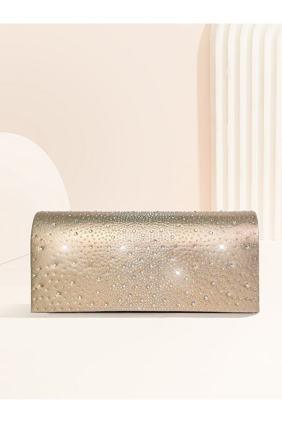 Women's Gold Rhinestone Evening Clutches Wedding, Prom, Graduation And Party Purse- Gold