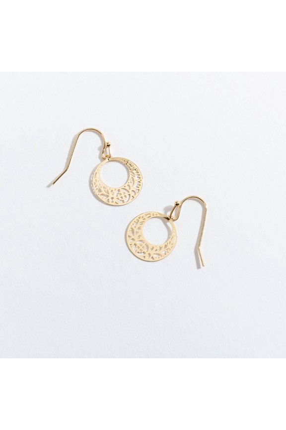Women's Gold Round Lace Drop Ear Sense Earrings by Howard's