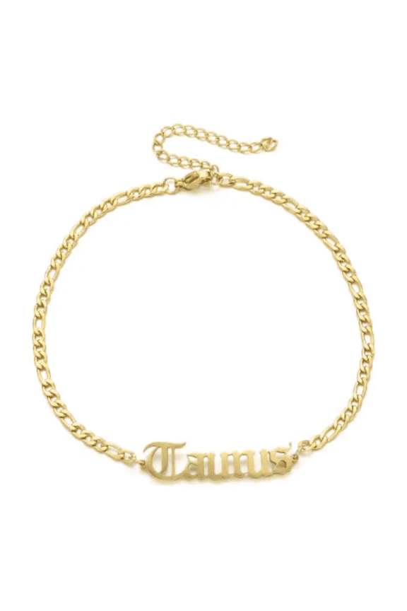 Women's Gold Stainless Steel Adjustable TAURUS Zodiac Anklet Bracelet