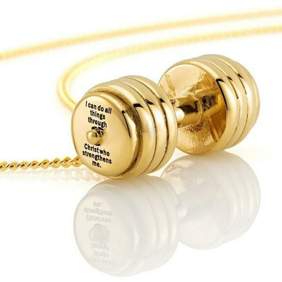 Women's Gold Stainless Steel Mini Stack Plate Necklace-Phil 4:13 by Shields of Strength