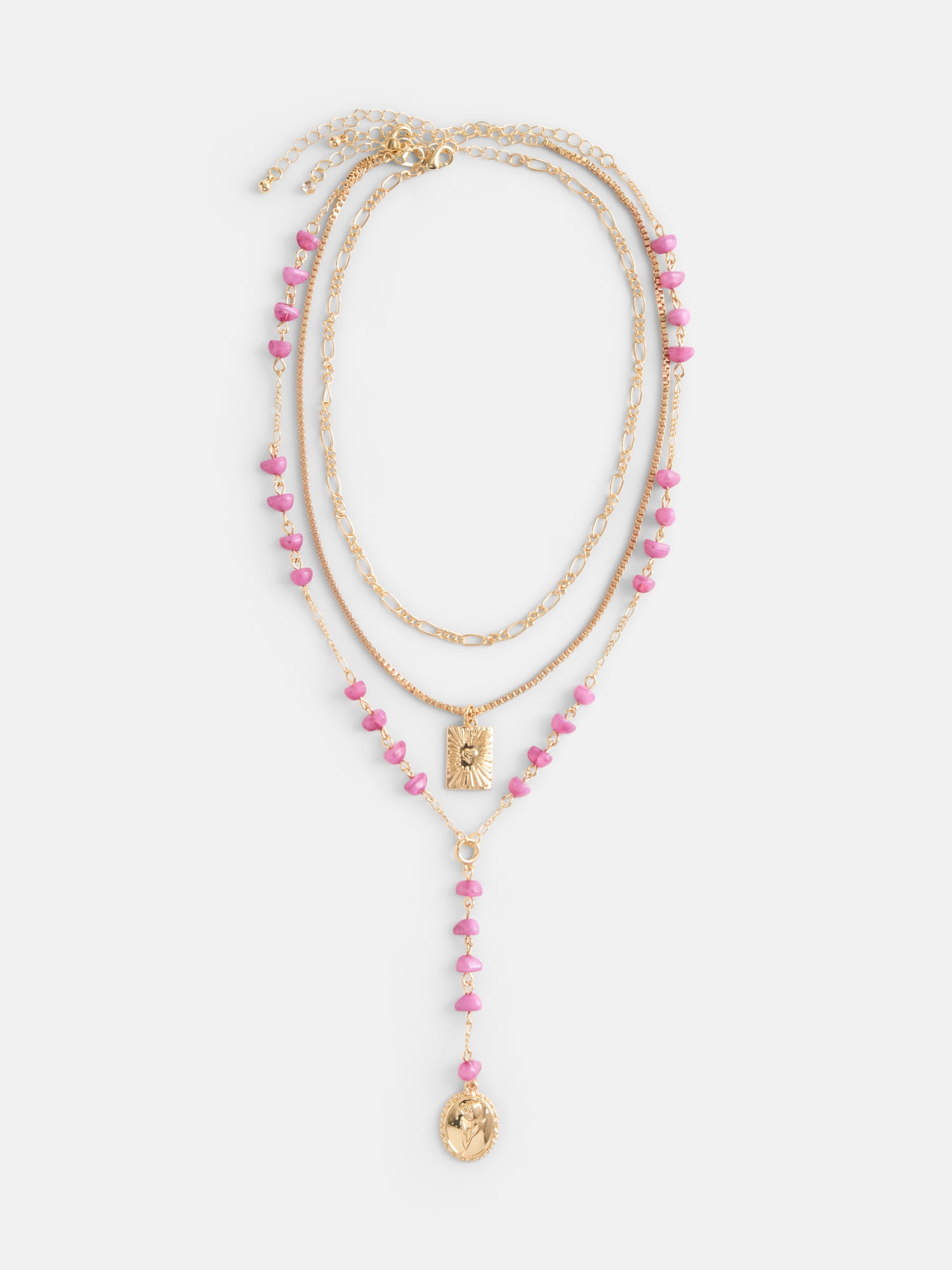 No Boundaries Women's Gold Tone Layered Y Necklaces, 3 Piece