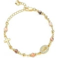 thumbnail image 1 of Women's Gold Virgin Mary Bracelet - 17K Gold Plated Religious Cross Bracelet,Dainty Golden Non Tarnish Virgen De Guadalupe Natural Stone Beaded Jewelry,Catholic Faith Baptism Confirmation Gift, 1 of 4