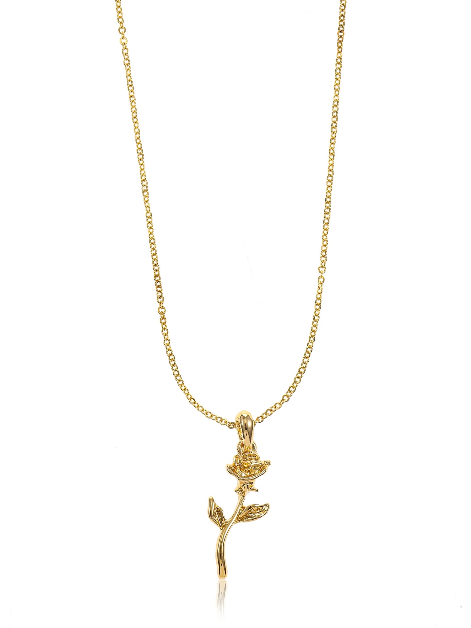 Women's Gold-tone Rose Pendant Necklace, 1 Piece