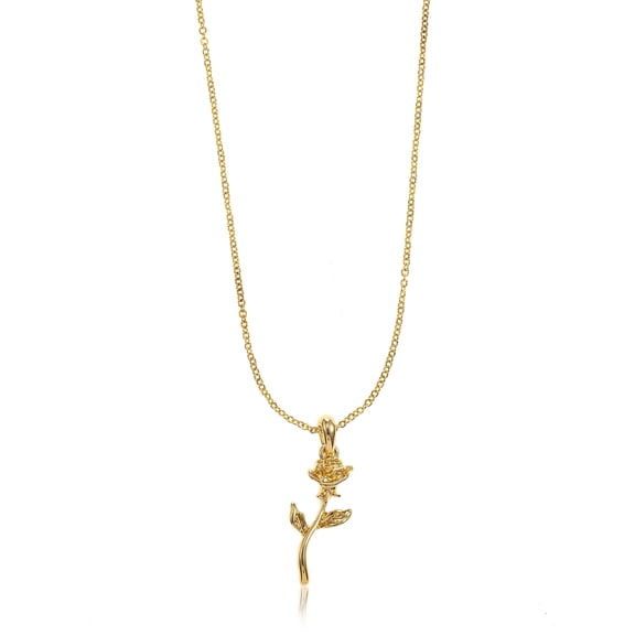 Women's Gold-tone Rose Pendant Necklace, 1 Piece