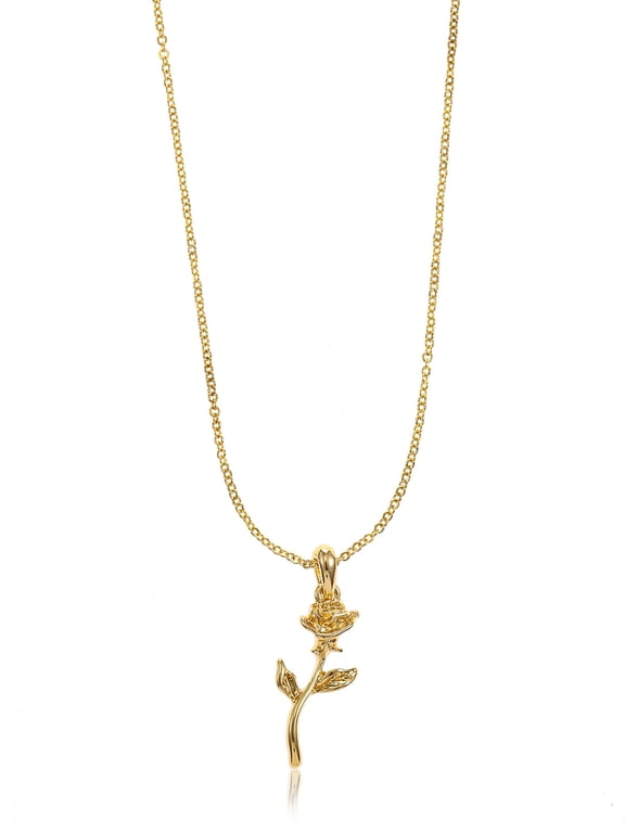 Women's Gold-tone Rose Pendant Necklace, 1 Piece