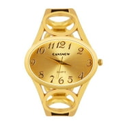 Women s Golden Bangle Watch Openwork Cuff Watch Golden Tone Classic Numeral Dial
