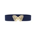 thumbnail image 1 of Women's Golden Butterfly Stretchy Belts, Vintage Elegant Elastic Waistband for Dress Coat 65x5cm/25.6x2.0" Navy Blue, 1 of 6