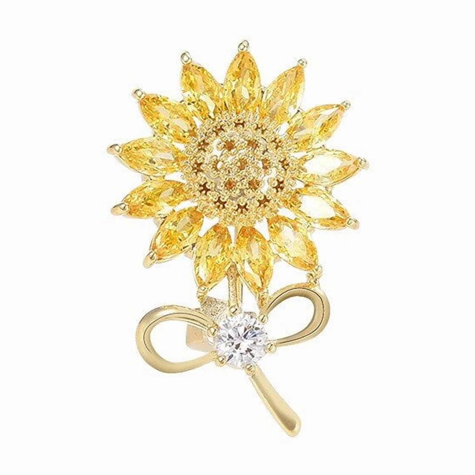 Women’s Golden Sunflower Brooch Pin – Stylish Lapel Accessory for Scarves, Shawls, Costumes, Hats, Bags, Suits & Dresses
