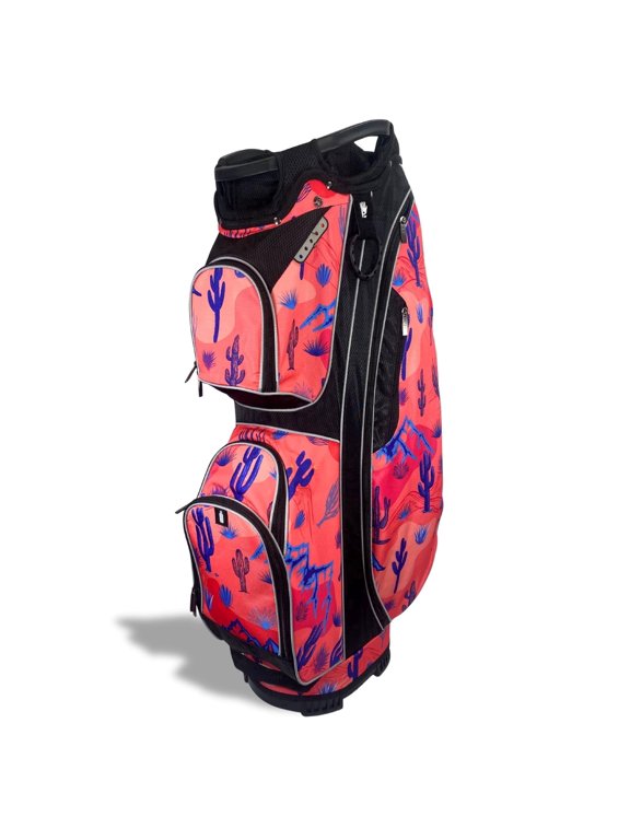 Women’s Golf Cart Bag – Taboo Fashions Resort Collection Lightweight 14-Way Ladies Bag with Cooler, Rain Hood, 7 Zippered Pockets, Tee Holder & More (Desert Daydream)