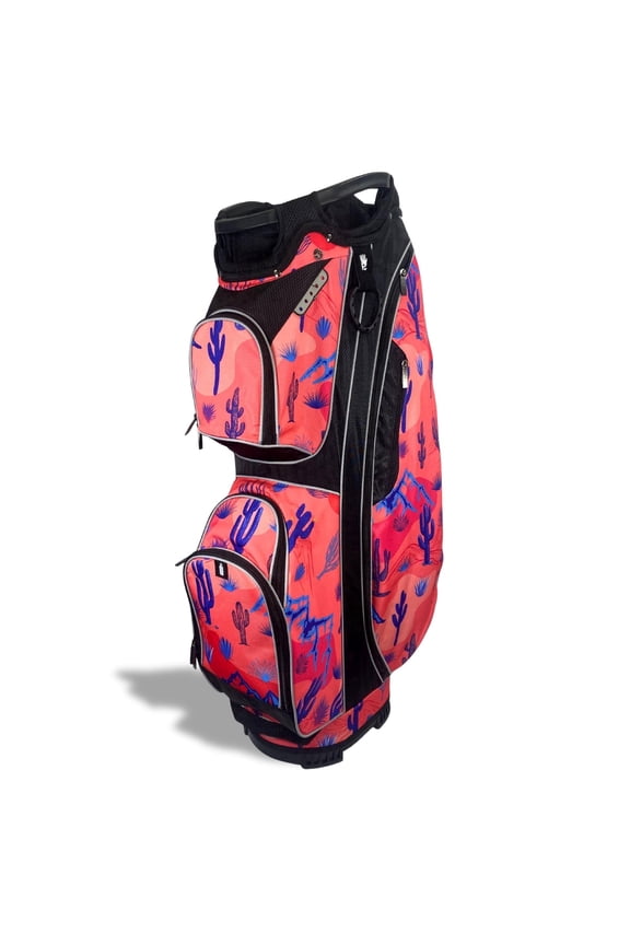 Women’s Golf Cart Bag – Taboo Fashions Resort Collection Lightweight 14-Way Ladies Bag with Cooler, Rain Hood, 7 Zippered Pockets, Tee Holder & More (Desert Daydream)