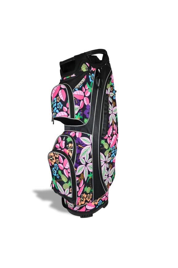 Women’s Golf Cart Bag – Taboo Fashions Resort Collection Lightweight 14-Way Ladies Bag with Cooler, Rain Hood, 7 Zippered Pockets, Tee Holder & More (Tropical Paradise)