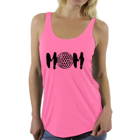Women's Golf MOM Mother's Day Graphic Racerback Tank Tops Black Sport Mom Gift Idea