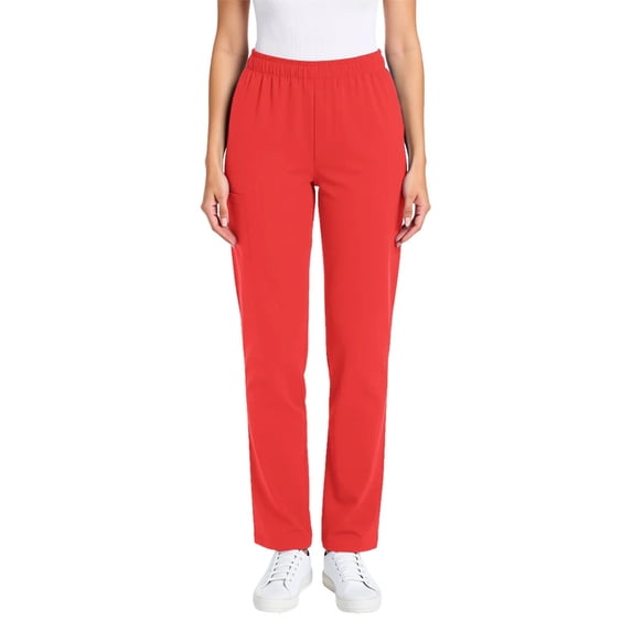 Women's Golf Pants Stretch Work Ankle Pants High Waist Dress Pants with Pockets for Yoga Business Travel Casual Red S