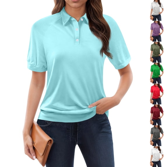 Women's Golf Polo Short Sleeve Shirts Lightweight Moisture Wicking Collared T Shirt Quick Dry 3-Button,2XL