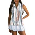 thumbnail image 1 of Women's Golf Shirts Printed Sleeveless Athletic Tank Tops Collared Zip Quick Dry Golf Top for Summer Sports Multicolor S, 1 of 6