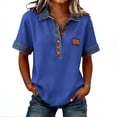 thumbnail image 1 of Women's Golf Shirts Short Sleeved Button Down Collared Patchwork T Shirt Casual Loose Athletic Workout Summer Lightweight Tees Tops, 1 of 6