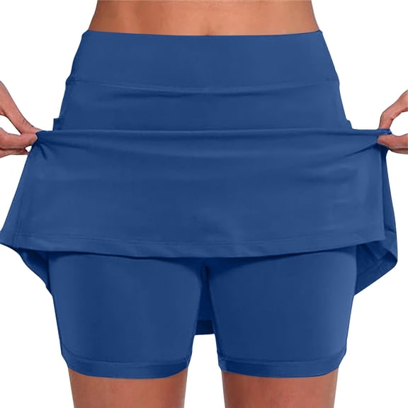 Generic Summer Golf Skirts for Women Solid Tennis Skirt High Waisted Running Casual Athletic Skorts Built-in Shorts