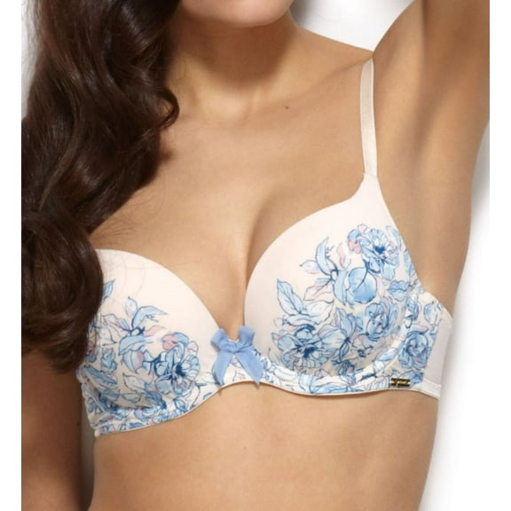Women's Gossard 12301 China Blue Padded Plunge Bra (Floral Print 32C)