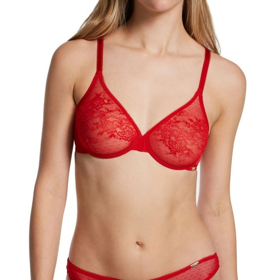 Women's Gossard 13001 Glossies Lace Sheer Bra (Chili Red 30E)