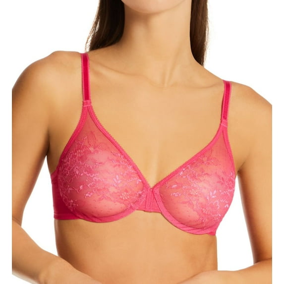 Women's Gossard 13001 Glossies Lace Sheer Bra (Hot Pink 30E)