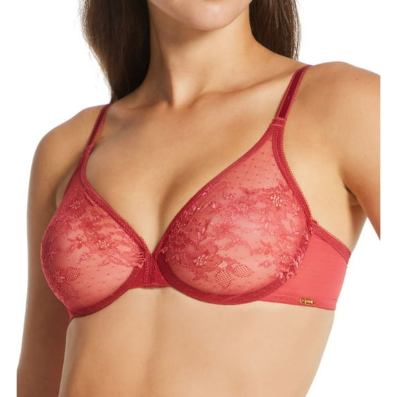 Women's Gossard 13001 Glossies Lace Sheer Bra (Raspberry Blush 30G)