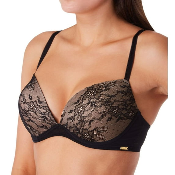 Women's Gossard 13008 Glossies Lace Padded Plunge Bra (Black 38B)